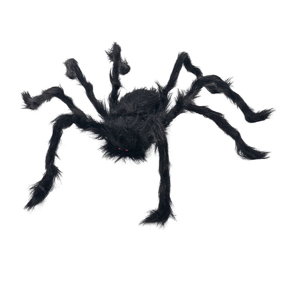 Halloween Decorations Giant Hairy Spider, 11.8 Inch Fake Black Spider, Bendable Legs Scary Prop for Yard Indoor Party Haunted House & Bar Decor