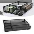 thumbnail image 3 of Metal Mesh Drawer Organizer Tray 5 Grids Multipurpose Stable Prevent Slip Desk Storage Basket Black Multi Compartment Frame Simple Office Stationery Miscellaneous Shelf, 3 of 9