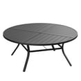 thumbnail image 6 of Vicllax Outdoor Patio Dining Table Dia.60" Slatted Tabletop Metal Frame with Umbrella Hole, Black, 6 of 7