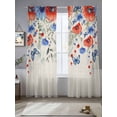thumbnail image 2 of Red Blue Flowers Sheer Curtains 108 Inch Length 2 Panels Set Window Treatments, Spring Floral Farmhouse Botanical Rustic Rod Pocket Semi Curtains for Living Room/Bedroom/Kitchen Décor, 104"W x 108"L, 2 of 7