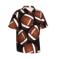 thumbnail image 2 of Balery Brown Football On Black Print Men's Hawaiian Shirts Short Sleeve Beach Shirt Relaxed Fit Vacation Button Down Shirts-Large, 2 of 9
