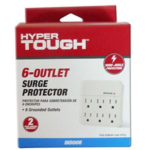 Hyper Tough 6-Outlet Surge Tap 1000-Joule Protection, White Hyper Tough 6-Outlet Surge Tap 1000-Joule Protection, White