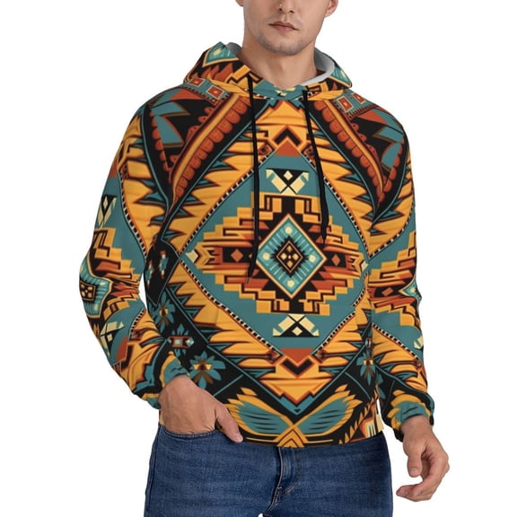 Men's Hoodie Pullover Casual Hooded Sweatshirt 3D, Southwest Tribal Indian Geometric