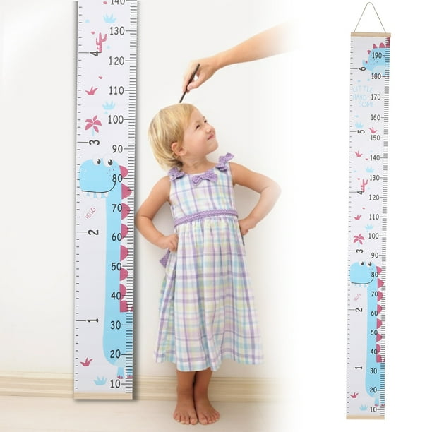 Tabla de Crecimiento para Medir la Altura de Los Niños, Regla de Pared Gris Clara y Fresca, Tela Con Marco de Para Bebés, Cumpeadas y NaviDad