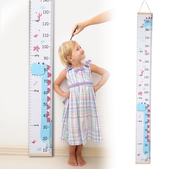 Tabla de Crecimiento para Medir la Altura de Los Niños, Regla de Pared Gris Clara y Fresca, Tela Con Marco de Para Bebés, Cumpeadas y NaviDad