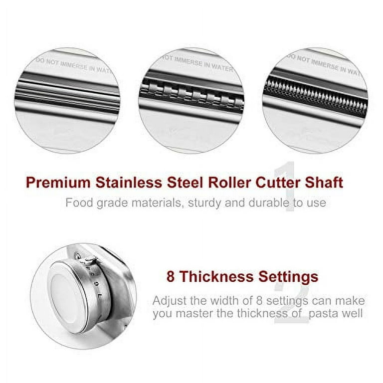 Gvode 3-Piece Pasta Roller and Cutter Set for KitchenAid Stand Mixers,Stainless Steel