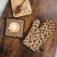 thumbnail image 5 of Leopard Pattern Kitchen Oven Mitt and Pot Holder Sets 2 Pcs for Baking, Cooking and Grilling, Heat Resistant Up To 392 °F, 5 of 7