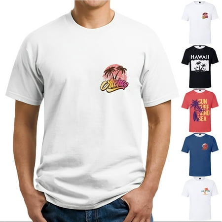 

MLFU Summer Hawaii Plus Size Crewneck T-Shirt Athletic Tops Shirt For Women Men