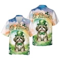 thumbnail image 3 of Happy St. Patrick’s Day Shih Tzu with Green Hat Shamrocks Rainbow Hawaiian Shirt Breathable Summer Unisex Merch Lion Dog Lover Gifts - 03007, 3 of 6