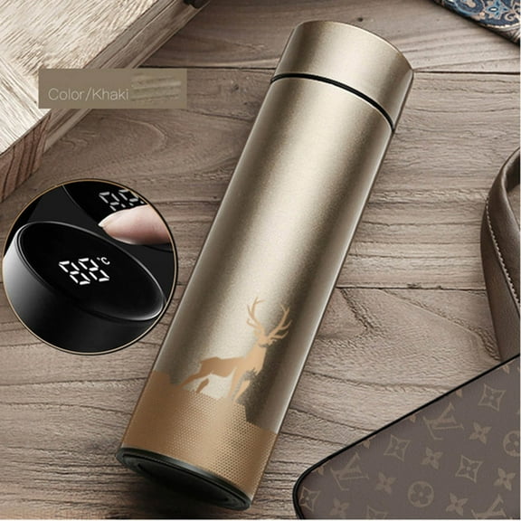 Vacuum Insulated Stainless Steel Flask | LCD Temperature Display | 500ML Double Wall Thermos | 12 Hour Hot Cold Retention | Leakproof | Portable Power Bank | BPA Free | Travel Office Gym Use