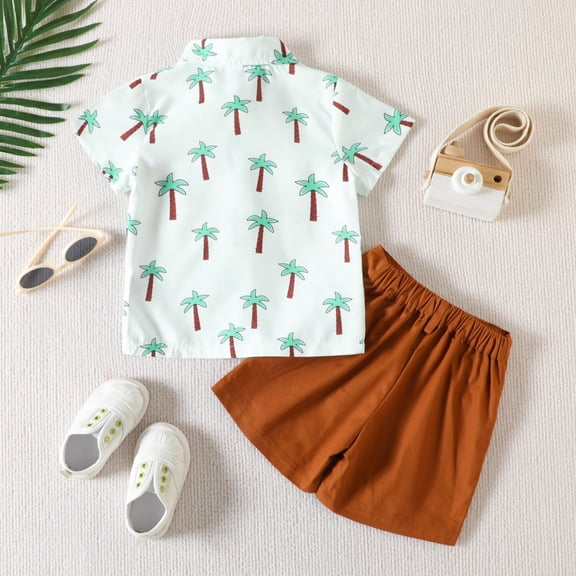 Vedolay Boys' Short Sets Boys' Shorts Set - Shirt and Shorts Matching Outfit,Green 2-3 Years