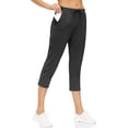 thumbnail image 3 of Hanerdun Women Sports Pants with Elastic Waist Female Capri Trousers Black XL, 3 of 6