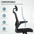 thumbnail image 3 of Ergonomic Mesh Office Chair with Adjustable Headrest & Lumbar Support - Black Task Desk Chair for Home Office, Dorm & Study - Space-Saving Design, 3 of 7