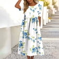 thumbnail image 6 of VEKDONE Summer Floral Maxi Dress for Women Casual Round Neck Short Sleeve Dresses Fashion Loose Fit Flowy T Shirt Dress Beach Vacation Long Dress B Multicolor M, 6 of 7