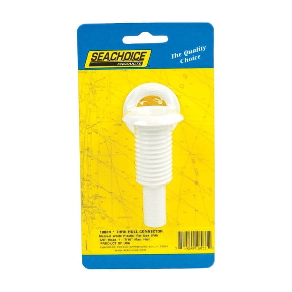 Seachoice 18031 0.63 in. Thru Hull Connector White - Plastic