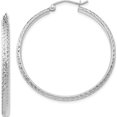 thumbnail image 1 of 14K White Gold Diamond-Cut 2.8X37mm Hollow Hoop Earrings (37 X 2.8) Made In Peru tc803, 1 of 6