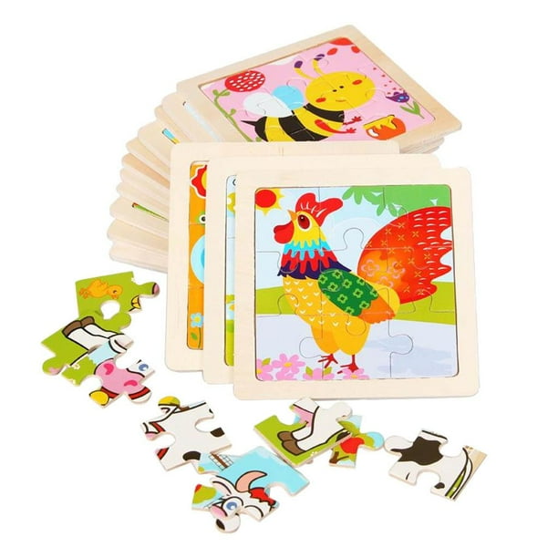 Paquete de 4 20 rompecabezas de animales de madera para bebes juguetes de educacion temprana para ninos en edad preescolar 11x11cm Walmart en linea