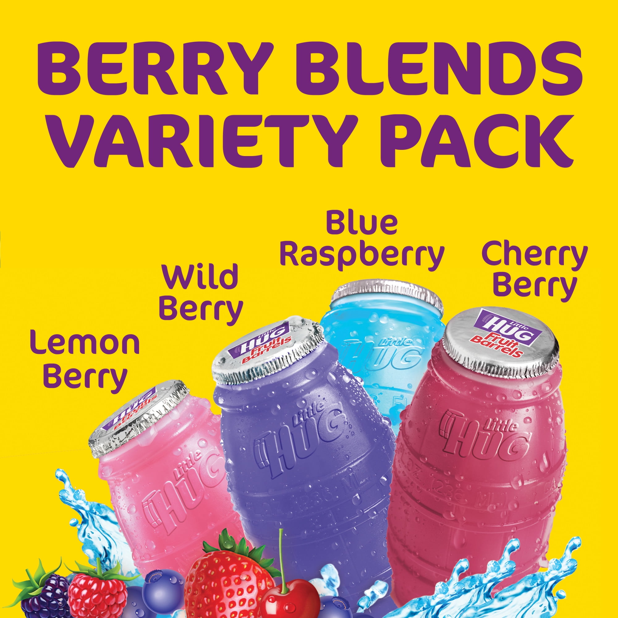 Little HUG Fruit Barrels, Berry Blends, Shelf Stable Kids Drinks Variety Pack, 20ct, 8 fl oz Bottles