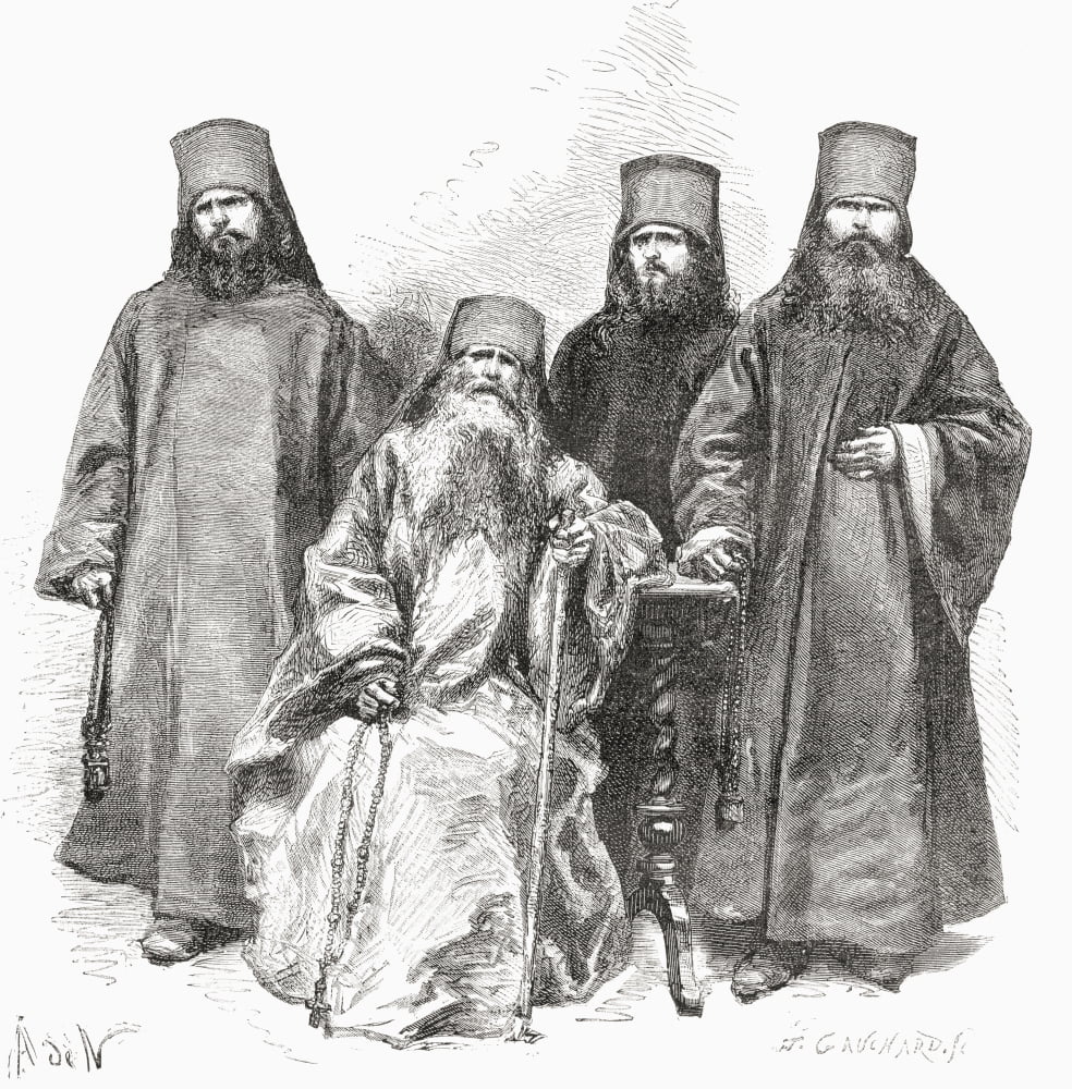 Filaret Drozdov And His Three Sons 1782 To 1867 Metropolitan Of Moscow And The Most Influential Figure In The Russian Orthodox Church From El Mundo En La Mano Published 1878 Canvas Art - Ken Welsh De