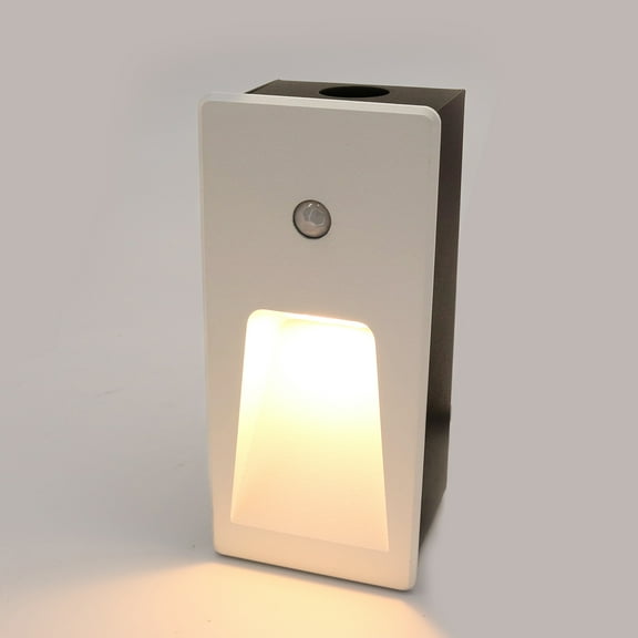 Motion Sensor Deck Light, Frosted White, Aluminum Rectangular Body, 3cct Color Temperature Adjustable, Suitable For Stairs, Corridors, And Indoor Steps