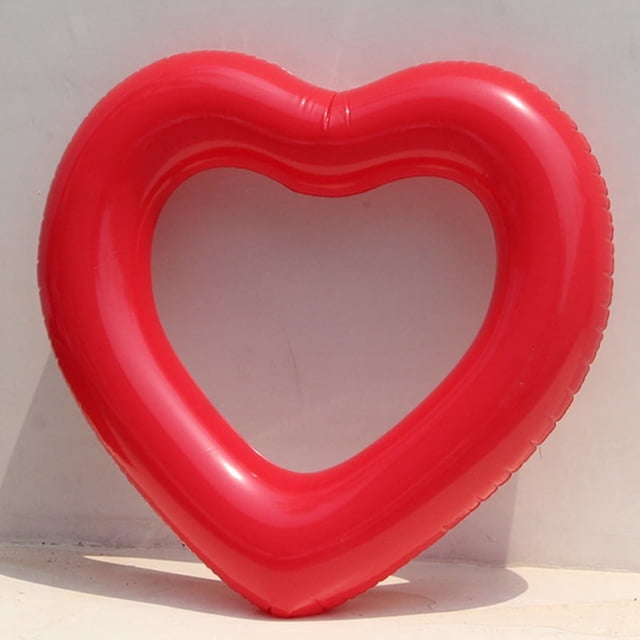 Anillo de natación con lentejuelas Love para adultos, forma de corazón de melocotón, inflable, agrandado y engrosado, flotador a la deriva
