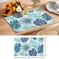 thumbnail image 6 of Teal Blue Palm Leaves Placemats Set of 8 Tropical Botanical Summer Place Mats Indoor Wipeable Table Mats Washable Cloth Dining Table Placemats for Kitchen Holiday Party Home Decor 13x19 Inch, 6 of 9