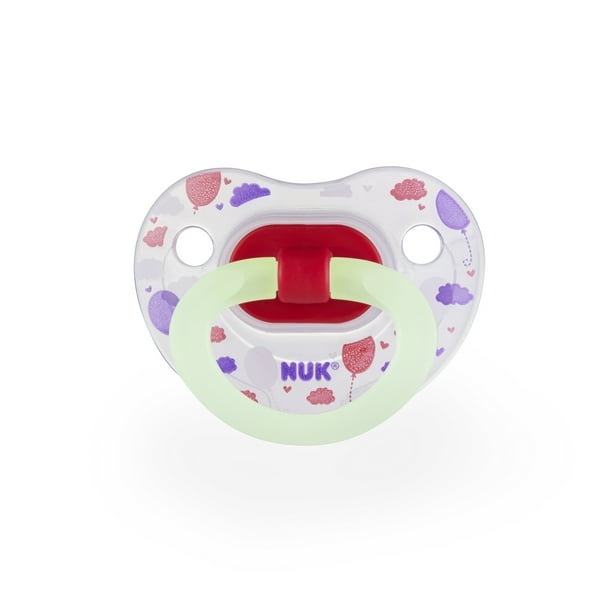 NUK GlowintheDark Orthodontic Pacifiers, Girl, 06 Months, 2Pack