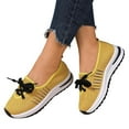 thumbnail image 5 of uvwlwu Women's Fly Weaving Middle Elderly Weaving Mesh One Footsteps Lightweight Non Comfortable Walking Breathable Shoes(Yellow,8), 5 of 9