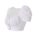 thumbnail image 5 of Xingqing Femmes Crop Tops Col Carré Manches Courtes Veste T-Shirt, 5 of 5