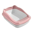 thumbnail image 4 of Caja de arena para gatos con tapa abierta, accesorios para jaula de arena, caja de arena para inodoro, recipiente profundo, inodoro para ir al baño, , Rosa 36.9X29.3X16CM, 4 of 10