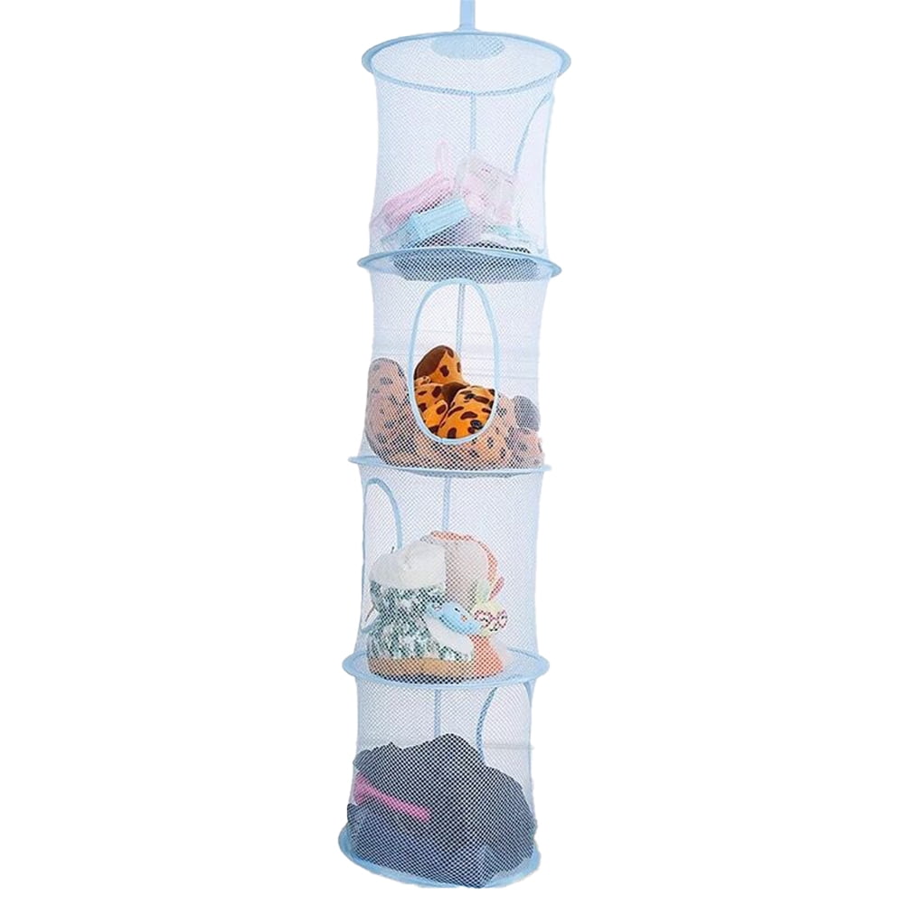 Four-layer Net Hanging Home Storage Cage Cylindrical Storage Bag Hanging Basket 