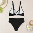 thumbnail image 5 of PEASKJP Women Bikini Set Two Piece Plus Size High Waisted Modest Floral Bikini Swimsuit Set Black L, 5 of 5