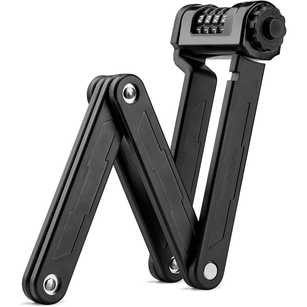 ROCKBROS Heavy-Duty Anti-Theft Foldable Combination Lock, 4-Digit Passcode with Mounting Bracket for Bicycles and E-Bikes