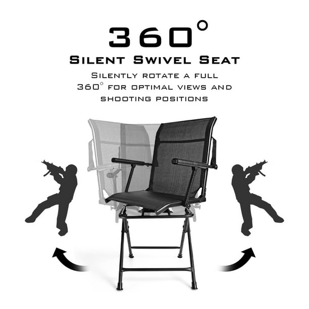 Foldable Swivel Patio Chair with Armrest and Mesh Back-Black | Costway