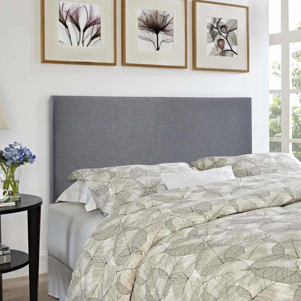 Modway Region Queen Upholstered Linen Fabric Headboard in Smoke Gray