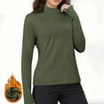thumbnail image 6 of Fnooota Womens Thermal Tops, Pullover Fall Winter Half Turtleneck Slim Fit Thermal Undershirts Army Green Size S, 6 of 8