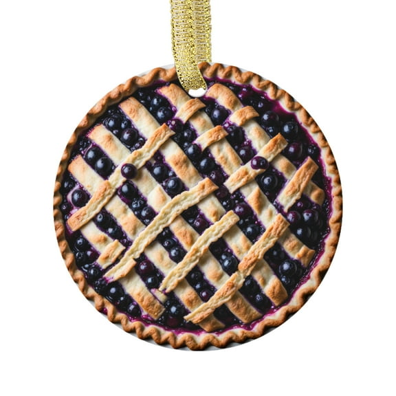 Blueberry Pie Pastry Dessert Bluberry Food Lovers Foodie Novelty Holiday Christmas Ornament Xmas Tree Gift (Flat Design Printed on Ceramic, NOT 3D)