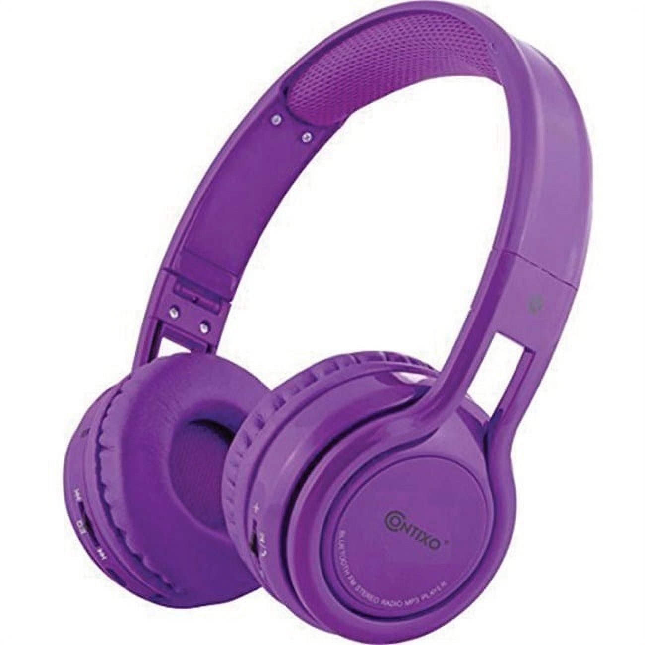 Contixo Kids Headphones, Wireless and Wired Headphones with Built-In Mic and SD Player, Purple
