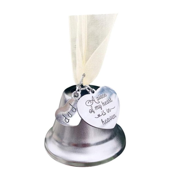 Bewildely Campana colgante conmemorativa de Navidad, enlace de ala de Ángel, campana de plata, una pieza de mi corazón está en el cielo, colgante de Kits de decoración para fiestas Numero 3 Bewildely HA045224-03