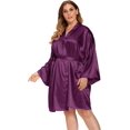 thumbnail image 3 of GFDYREE Women's Plus Size Satin Robes Plus Size Silky Kimonos Robes Sleepwear,Short, 3 of 5