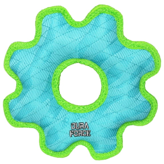 DuraForce Medium Gear Ring Tiger Blue-Green Durable Woven Fiber Squeaky Dog Toy