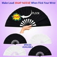 thumbnail image 3 of 4 Pcs Large Folding Fan Silk Hand Fan Chinese Japanese Tai Handheld Fan Folding Dancing Prop Craft F Black&White Plastic+Polyester, 3 of 4