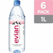 evian Natural Spring Drinking Water, 1 L, 6 Pack Bottles