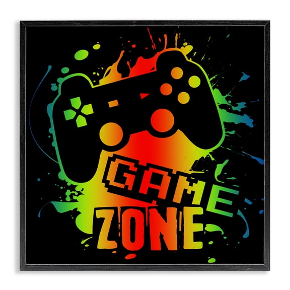 Stupell Industries Contemporary Gradient Gaming Zone Black Framed Giclee Art, 12 x 12, by Marcus Prime