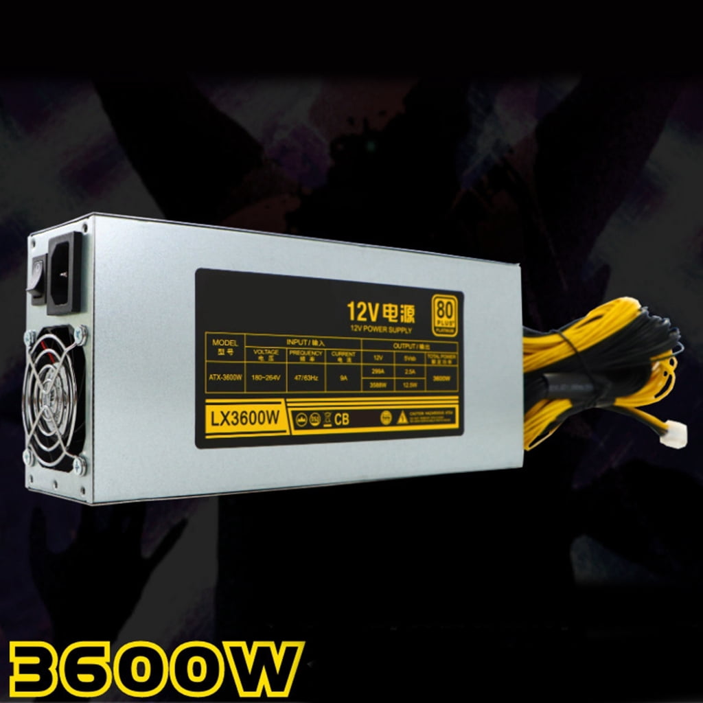 3600W Mining Power Supply Video Game Computer White Power Supply Low Noise