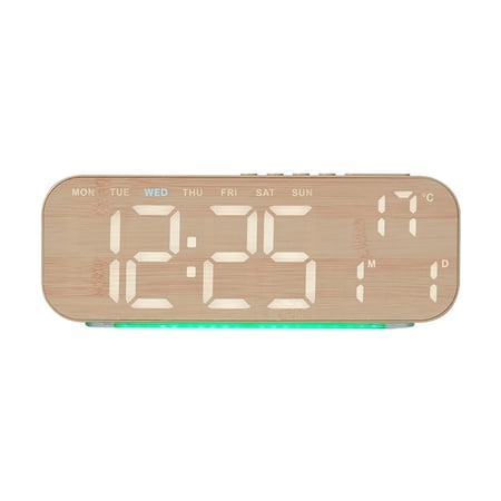 Digital LED Alarm Clock with Temperature Display – 9.5 Large Screen, Dual Power Source, Brightness Control, Modern Design for Home or Office Desk, Yellow