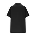 thumbnail image 6 of Olyvenn Women's Cotton Linen Shirts Casual V Neck Short Sleeve Blouse Loose Fit Vintage Summer Lapel Collar Tunic Tops Black S, 6 of 9