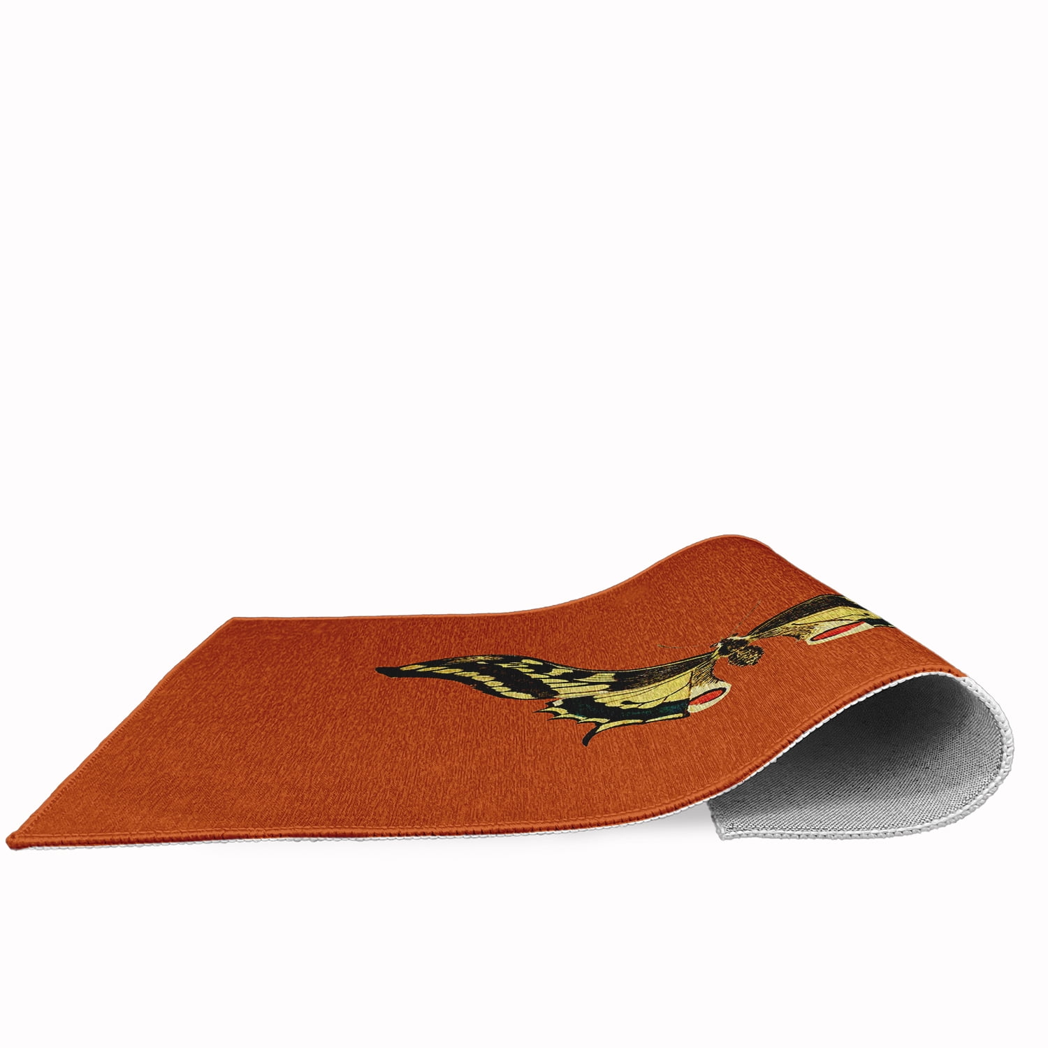 18" x 30" Simply Daisy Rare Swallowtail Butterfly Novelty Chenille Area Rug, Perfect Orange