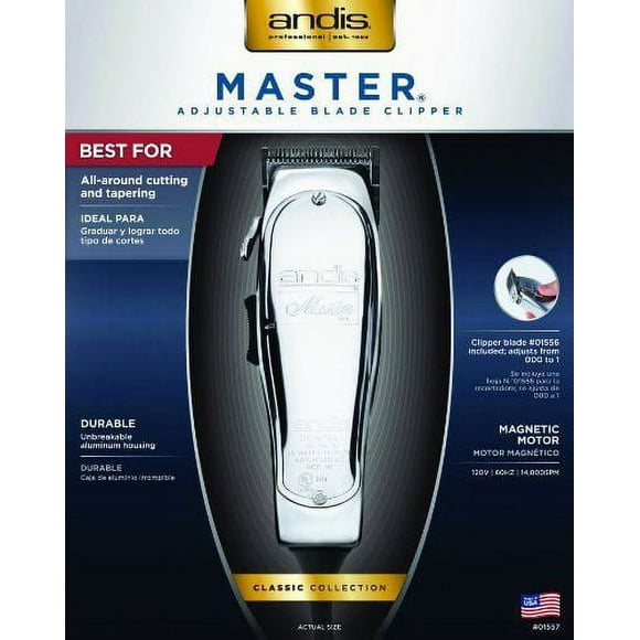 Andis Master Hair Clipper Adjustable Blade, Silver (01557)