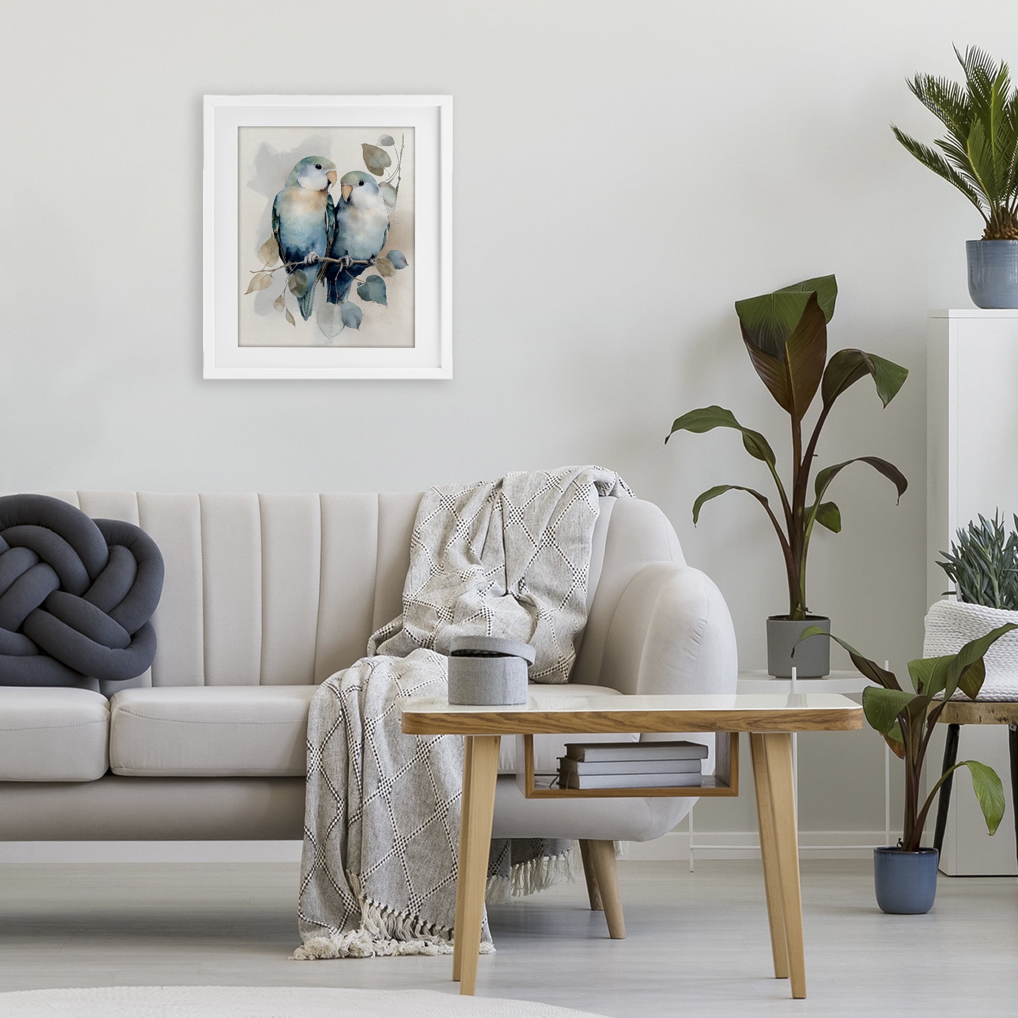 Stupell Industries Blue Bird Lovers White Framed Print Under Glass, design by Franklyn Gregory